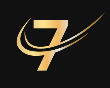 İş ve şirket kimliği için ilk 7 Logo Tasarımı. Lüks konseptli yaratıcı 7 harf.
