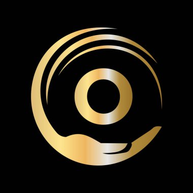 El bakım logosu şablonu 0 harfinde. İlk Birlik Yardım Vakfı İşareti. Birlik Ekibi Çalışma Logosu Tasarımı O Harfi Şablonu