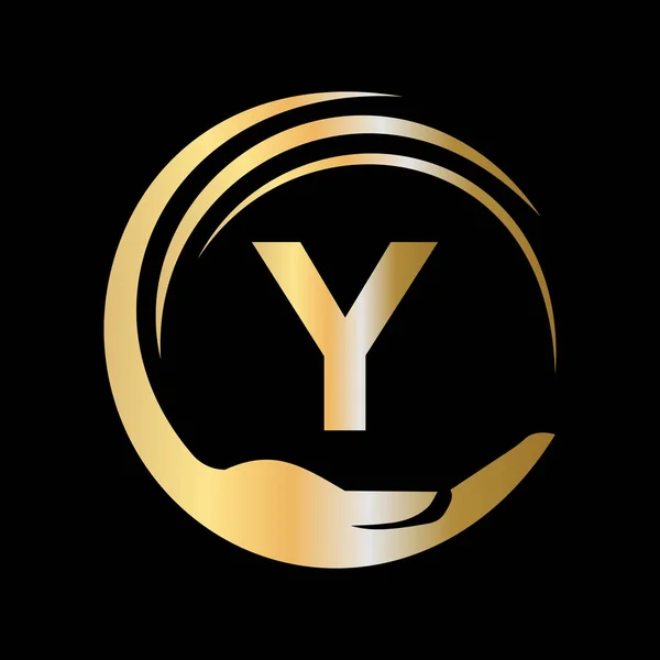 Шаблон Логотипу Догляду Руками Літеру Благодійний Фонд Початкова Єдність Єдність — стоковий вектор