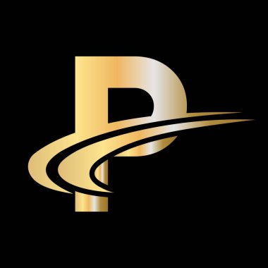 Premium Harf P Logo Tasarımı. P Harfi Logotype İmza Altın Renk Kavramı