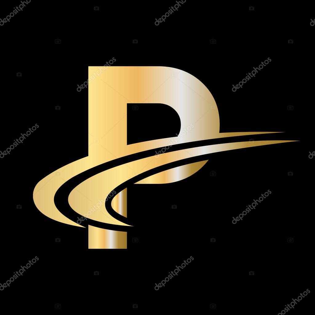 Premium Letter P Logo Design. P Letter Logotype Sign Gold Color Concept