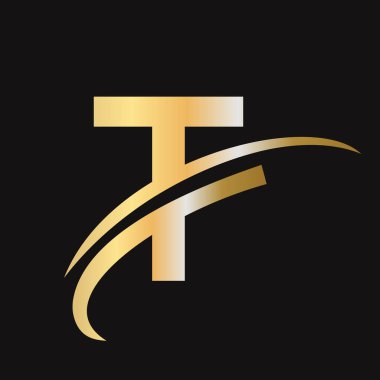 İlk harf T logosu tasarımı. Üzerinde 