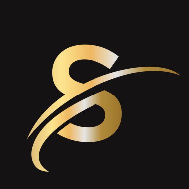 S logosu alfabe tabanlı iş logosu altın rengi. İlk harf S logo tasarımı.