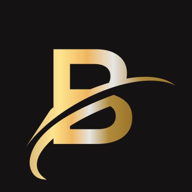 İlk harf B logo tasarımı, işaret diliyle. B logosu tabanlı alfabe iş logosu altın rengi