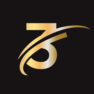 İlk harf 3 logo tasarımı. Üzerinde işaret var. 3 logoti tabanlı alfabe iş logosu altın rengi