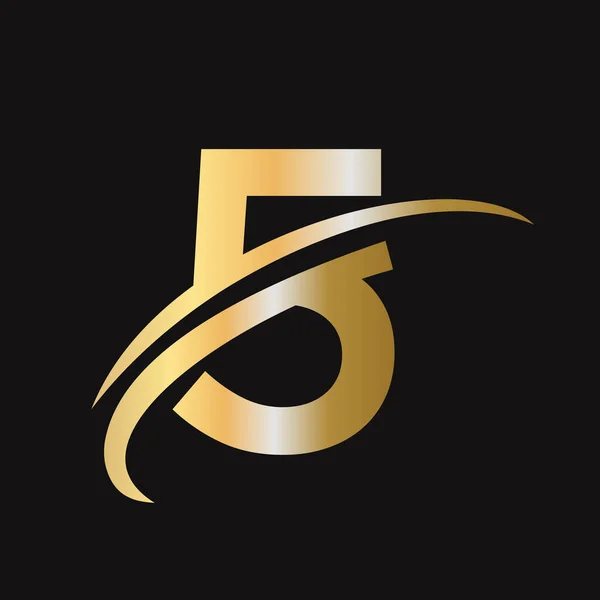 Iniziale Lettera Logo Design Con Swoosh Segno Logo Basato Sull — Vettoriale Stock