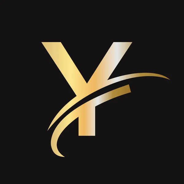 Logotipo Creativo Basado Alfabeto Logotipo Empresa Color Oro Letra Inicial — Vector de stock