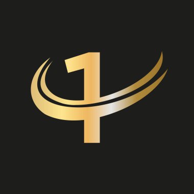 Modern Harf 1 logo tasarımı Vektörü. İlk harf 1 logo tasarımı yaratıcı, minimal ve modern trend