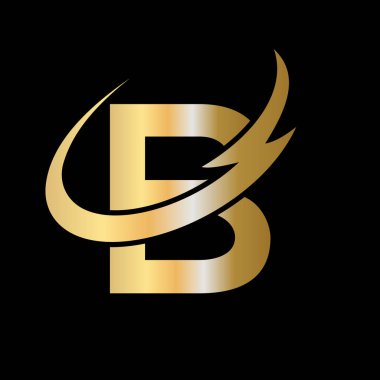 B Harfi İlk Lüks Logo Şablonu. B Logosu Altın Kavram. Altın Lüks Renkli B Harfi Logosu ve Monogram Tasarımı