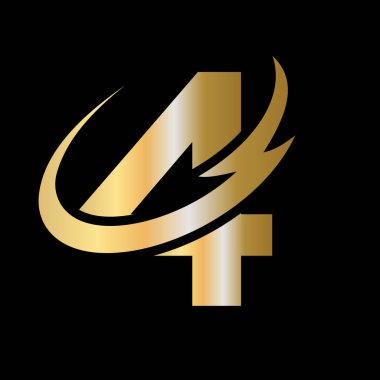 Yaratıcı modern iş tipografi vektör şablonlu ilk 4 harf logosu. Yaratıcı soyut harf 4 logo tasarımı