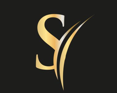 Lüks konseptli zarif S logosu. S harfi logo tasarımı, Altın, güzellik endüstrisi, moda, kozmetik sektörü, doğal, spa, güzellik salonu ve yoga tabelası.