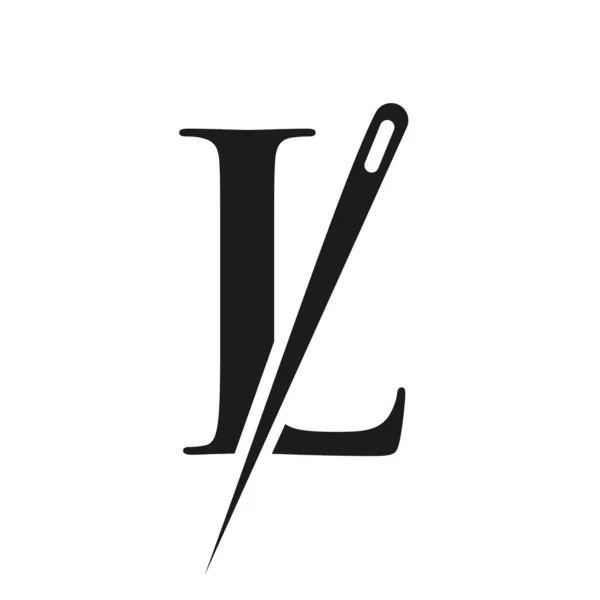 Lettre Initiale Logo Aiguille Combinaison Fil Sur Mesure Pour Broderie — Image vectorielle