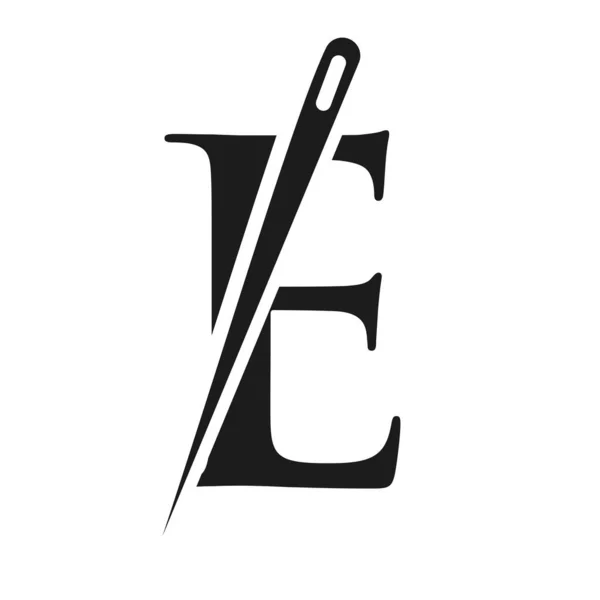 Początkowa Litera Tailor Logo Igła Nici Kombinacja Haftu Tekstylia Moda — Wektor stockowy