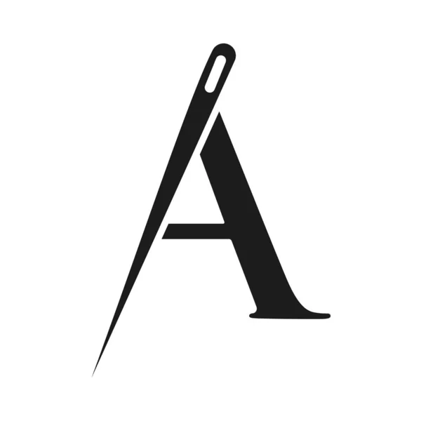 頭文字Aテーラーロゴ 刺繍のための針と糸の組み合わせ ファッション ファブリックテンプレート — ストックベクタ