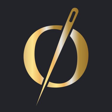 İlk Harf O Terzi Logosu, Nakış, Tekstil, Moda, Kumaş, Kumaş, Altın Renk Şablonu