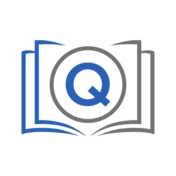 교육은 템플릿으로 Open Book Logo Letter Initial Educational Sign Concept — 스톡 벡터