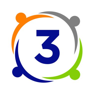 Birlik Ekibi Logo Tasarımı ve 3 Harf Şablonu. 3. Harfteki Charity Logo Şablonu, İlk Birlik Vakfı İnsan Logosu İşareti