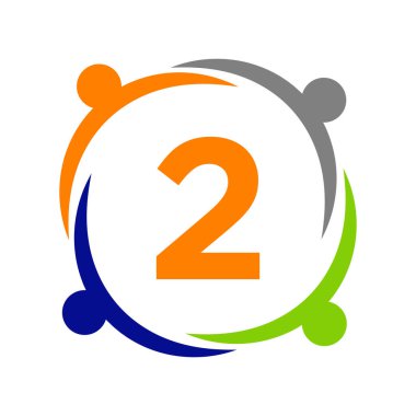 Birlik Ekibi Logo Tasarımı ve 2 Harf Şablonu. 2. Harfteki Charity Logo Şablonu, İlk Birlik Vakfı İnsan Logosu İşareti
