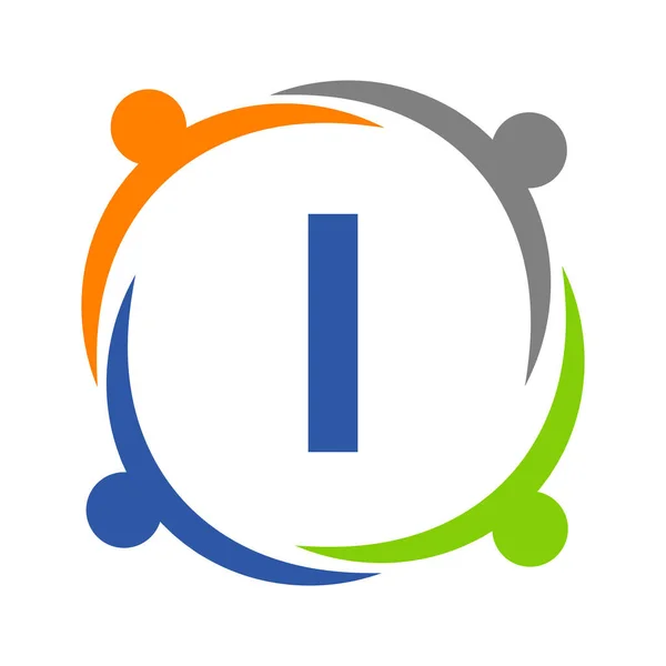 Unity Team Work Logo Design Letter Template Charity Logo Template — Stock Vector