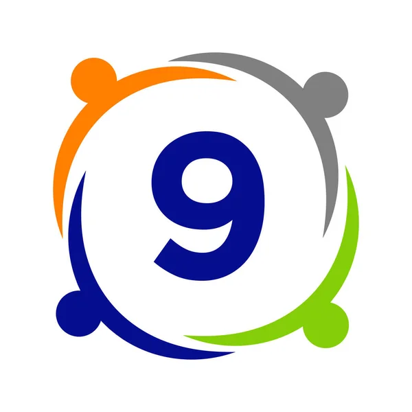Conception Logo Travail Équipe Unité Avec Modèle Lettre Modèle Logo — Image vectorielle
