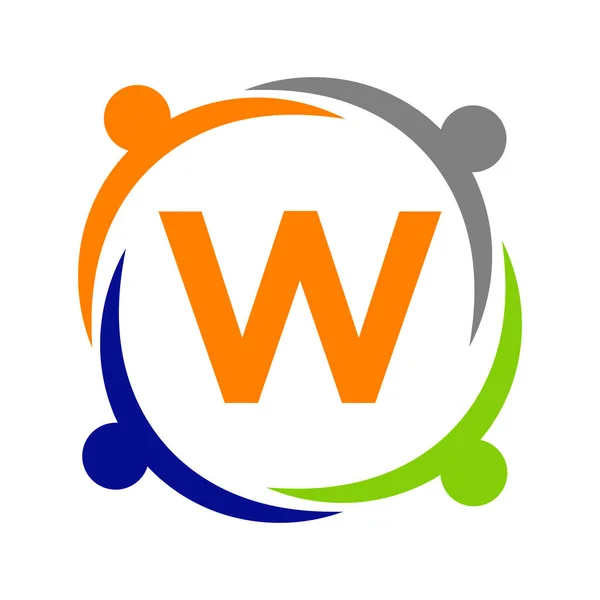Unity Team Werk Logo Ontwerp Met Letter Template Charity Logo — Stockvector