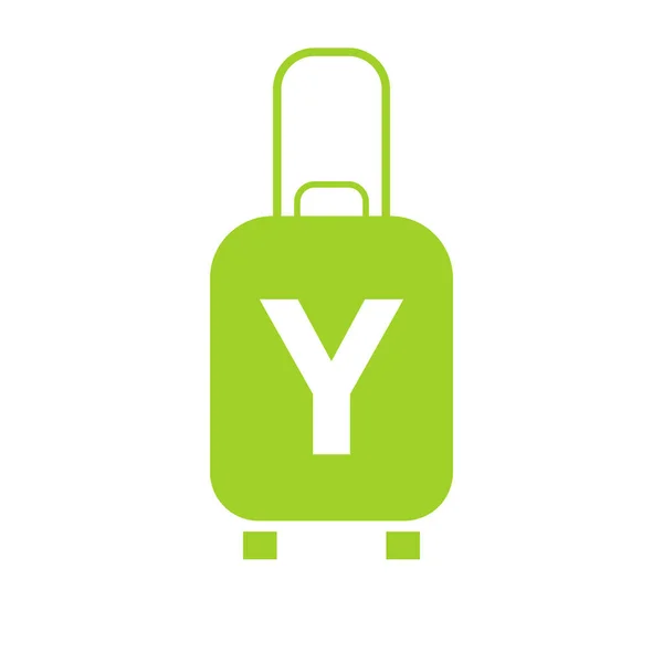 Logo Voyage Sur Lettre Signe Sac Voyage Avion Vacances Avec — Image vectorielle