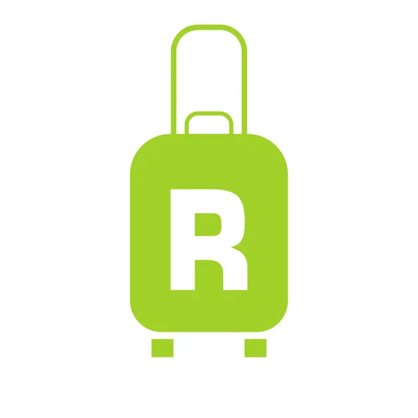 Rの文字記号で旅行ロゴ 旅行バッグ休日飛行機でバッグツアーと観光会社のロゴベクトル — ストックベクタ