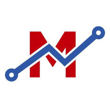 Dijital Harf M Teknoloji Simgesi Logo Tasarımı. M Harfi Şablonu İş, Yatırım ve Mali Logo