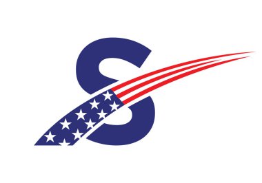 S harfiyle başlayan S harfi iş için logo, şirket ve şirket işareti. S Harfi Vektör Şablonunda ABD Logosu