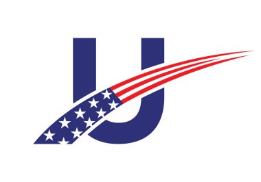 Amerikan İşletme, Kurumsal ve Şirket Tabelasının ilk harfi. U Vector Şablonu Üzerinde ABD Logosu