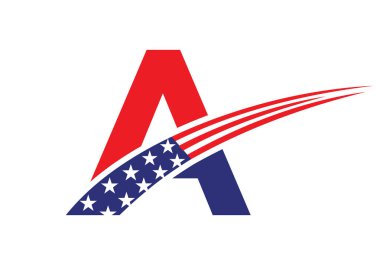 Amerikan İşletme, Şirket ve Şirket İşareti Logosu. A Harfi Vektör Şablonunda ABD Logosu