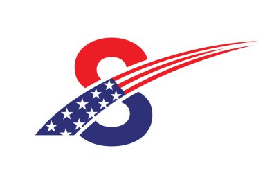 İlk Mektup 8, İş, Şirket ve Şirket İşareti için Amerikan Logosu. ABD Amerikan Logosu 8. Harf Vektör Şablonu