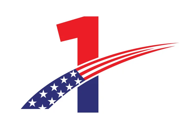 最初の手紙1ビジネスのためのアメリカのロゴ 企業と会社の看板 Usa American Logo Letter Vector Template — ストックベクタ
