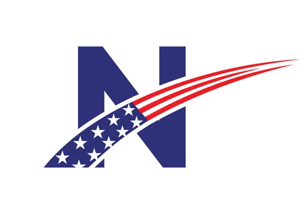 初期の手紙ビジネスのための北米のロゴ 企業や会社の看板 Usa American Logo Letter Nベクトルテンプレート — ストックベクタ