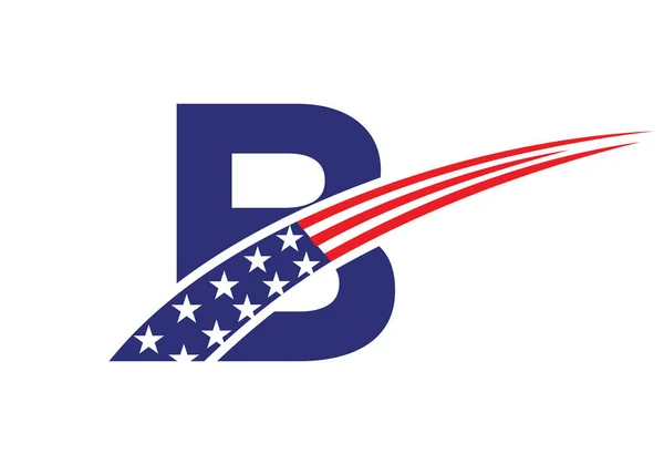 初期の手紙Bビジネスのためのアメリカのロゴ 企業や会社の看板 Usa American Logo Letter Bベクトルテンプレート — ストックベクタ