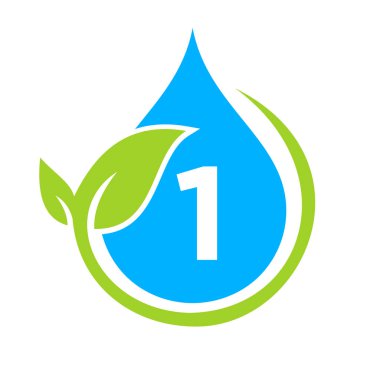 Birinci harf şablonunda Eko Yaprak ve Su Teslimatı. Harf 1 Su Konsepti