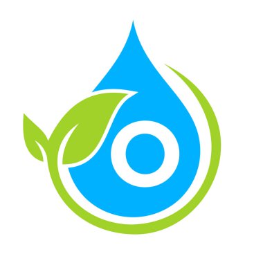 O Şablonu 'nda Eko Yaprak ve Su Damlası Logosu. O harfi su kavramı