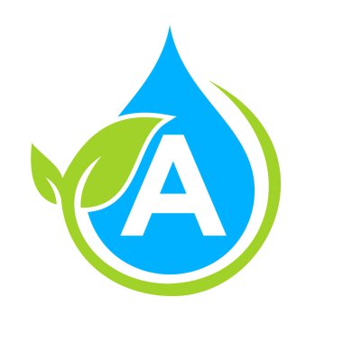 A şablonunda Eko Yaprak ve Su Damlası logosu. A harfi su kavramı
