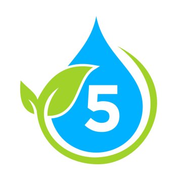 Beşinci harf şablonunda Eko Yaprak ve Su Teslimatı. Harf 5 Su Kavramı