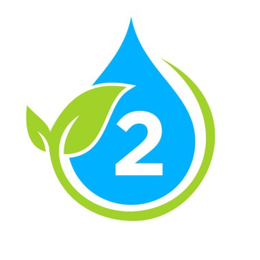 Eko Yaprak ve Su Teslimatı 2. Mektup Şablonu. Harf 2 Su Konsepti