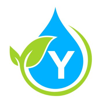Y şablonunda Eko Yaprak ve Su Damlası logosu. Y harfi su kavramı
