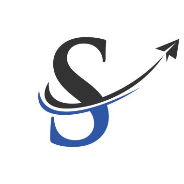 S harfi vektör şablonunda seyahat logosu. S Harfi Hava Seyahat Logosu Tasarımı