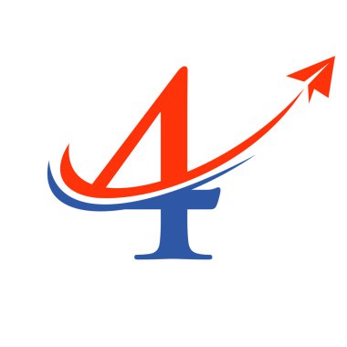 4. harf vektör şablonunda seyahat logosu. Harf 4 Hava Seyahat Logosu Tasarımı