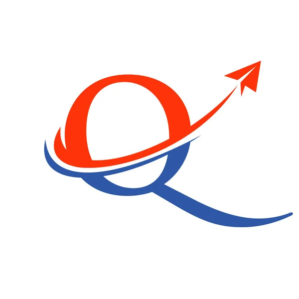 手紙の旅行ロゴQベクトルテンプレート Air Travel Logo Design — ストックベクタ