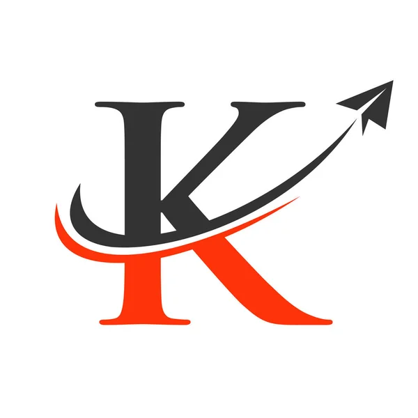 字母K向量模板上的旅行标志 信件K航空旅行标志设计 — 图库矢量图片
