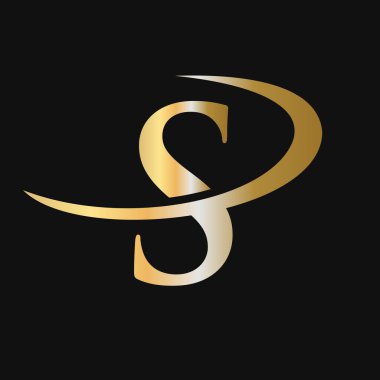 S Logosu Şablonu Şablon Tasarımı. S Harfi Logotype Altın Renk Lüks İşaret Vektörü Konsepti