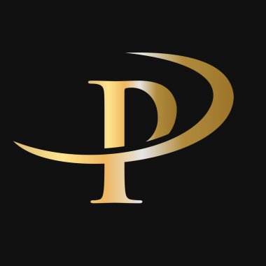 P Logo Şablonu Vektör Simgesi Tasarımı. P Harfi Logotype Altın Renk Lüks İmza Vektörü Konsepti