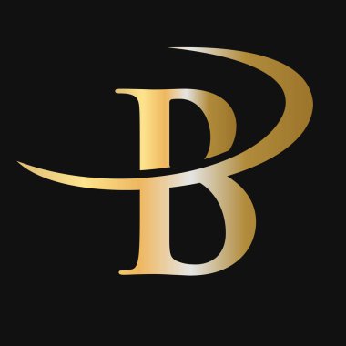 İlk harf B Logo Şablonu Vektör Simgesi Tasarımı. B Harfi Logotype Altın Renk Lüks İmza Vektörü Konsepti