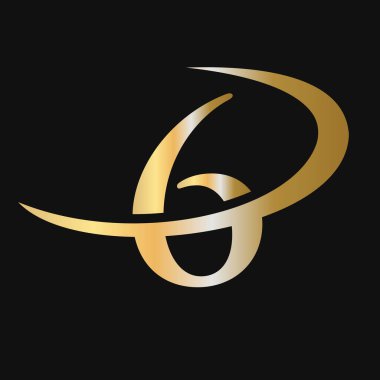 İlk Mektup 6 Logo Şablonu Vektör Simgesi Tasarımı. 6 Harf Logotype Altın Renk Lüks İşaret Vektörü Konsepti