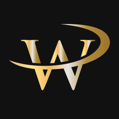 W Logo Şablon Vektör Simgesi Tasarımı. W Harfi Logotype Altın Renk Lüks İşaret Vektörü Konsepti